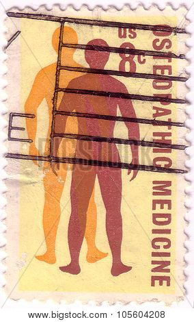Usa - Circa 1972 : A Stamp Printed In The Usa Shows Osteopathic Medicine, Circa 1972