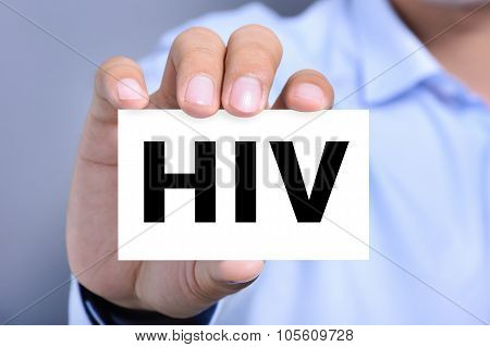 Hiv Letters On The Card Shown By A Man