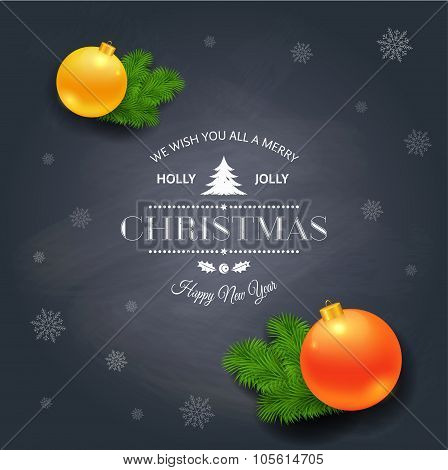 Merry Christmas greetings logo on chalkboard