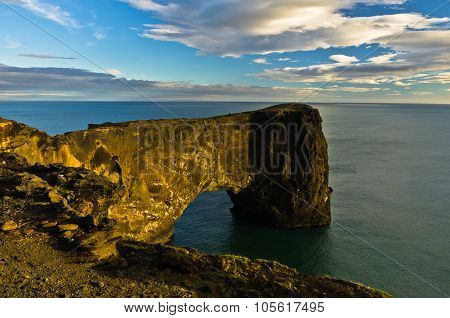 Dyrholaey rock at south coast of Iceland