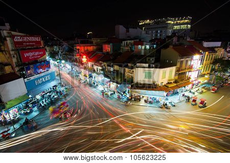 Hanoi old quarter at night.