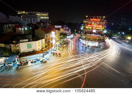 Hanoi old quarter at night.