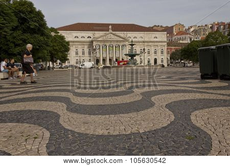 Dona Maria Teathre In Rossio Square In Lisbon