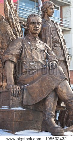 EKATERINBURG, RUSSIA -  OCTOBER 21, 2015: Photo of Monument military medics.