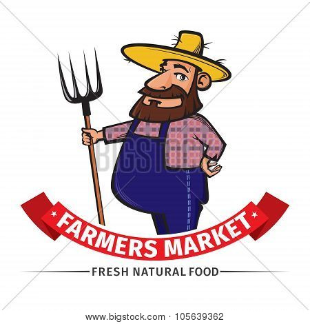 Label Or Logo  With Farmer