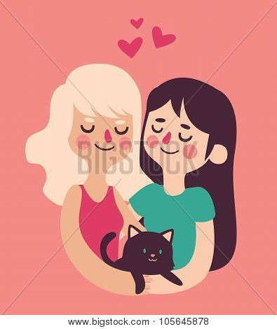 Couple Holding Their Cat