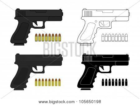9 mm pistol and bullets