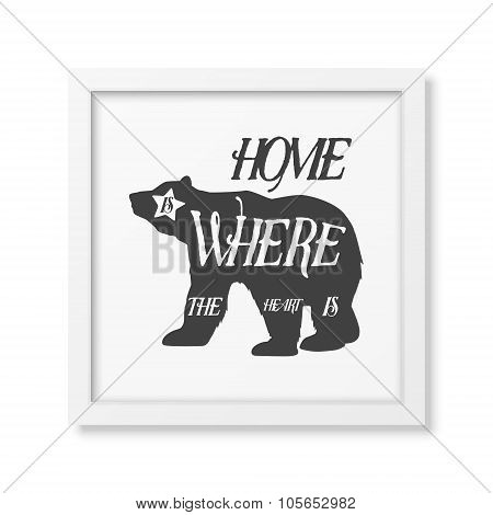 Quote typographical Background in the realistic square white frame