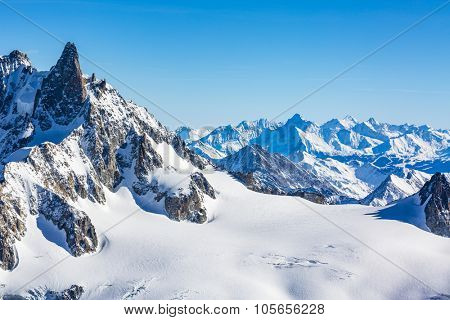 Mont Blanc and Chamonix, view from Aiguille du Midi