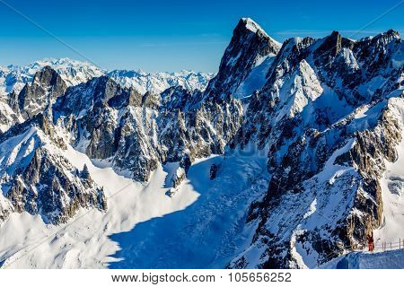Mont Blanc and Chamonix, view from Aiguille du Midi