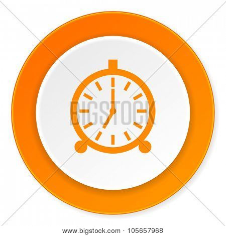 alarm orange circle 3d modern design flat icon on white background