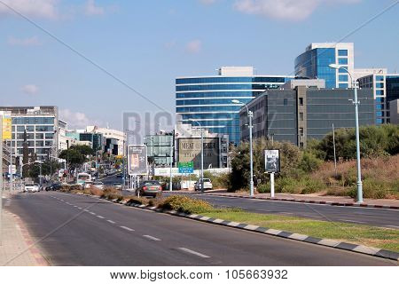Streets And Modern Building In Herzliya, Israel.