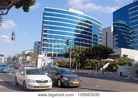 Streets And Modern Building In Herzliya, Israel.