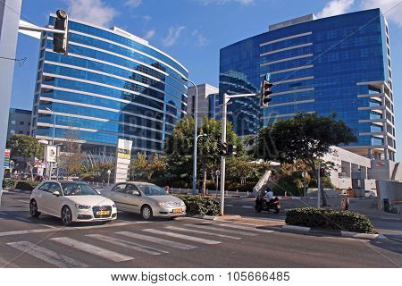 Streets And Modern Building In Herzliya, Israel.