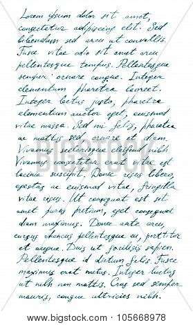 Hand writing page notes - latin text Lorem ipsum