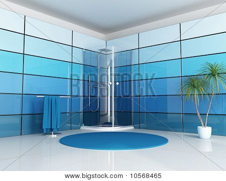 蓝色浴室