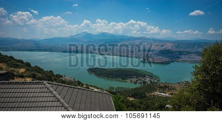 Picturesque View Of The Lake From The Mountain, Ioannina, Greece