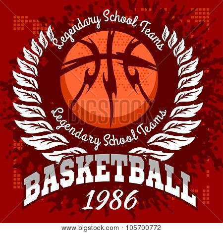 Basketball emblem for T-shirts, Posters, Banners, Prints