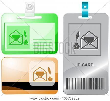 mail with feather and inkstandn . Raster id cards.