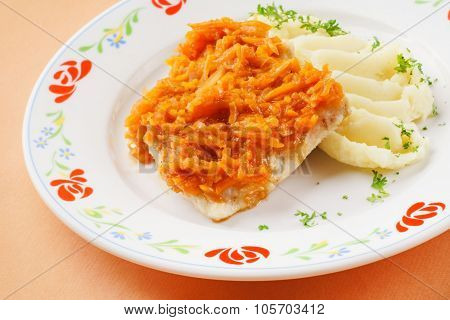 mashed potato with cutlet