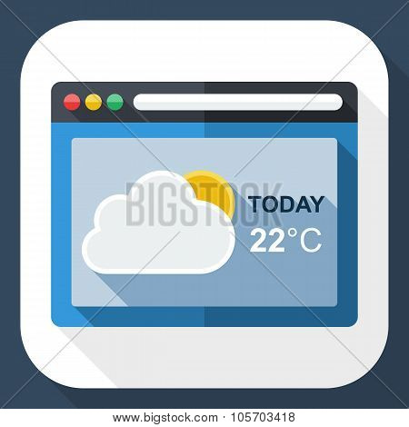 Weather Forecast Application Icon With Long Shadow