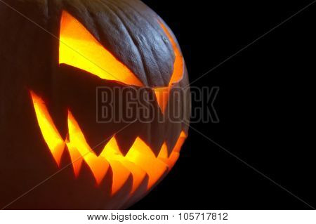 Scary Face Of Jack O Lantern On Black Background