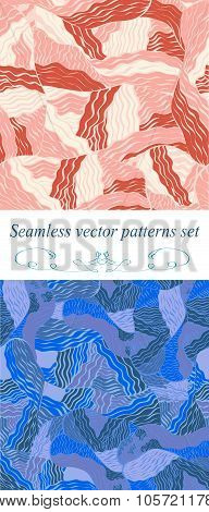Seamless vector patterns set of waves