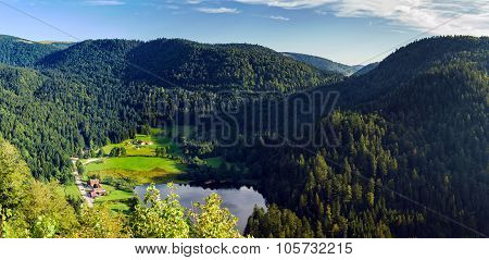 Beautiful Mountains With Small Lake Panoramic View