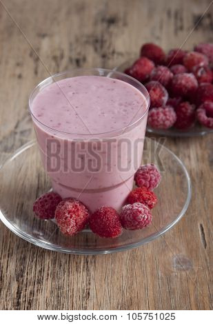 Smoothies Of Frozen Raspberries And Strawberries    .