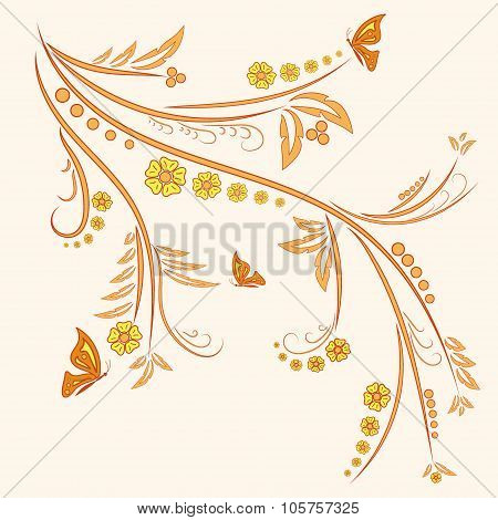 Floral Ornament With Butterflies