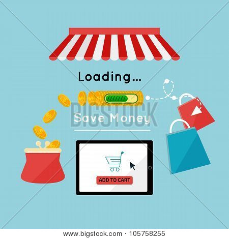 online shopping  concept icons for web and mobile phone services and apps. Icons for mobile marketin