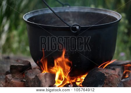 Cauldron On Open Fire