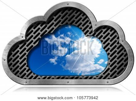 Cloud Computing Symbol With Sky