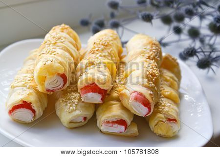 Delicious Diet Bun with Crab Sticks.