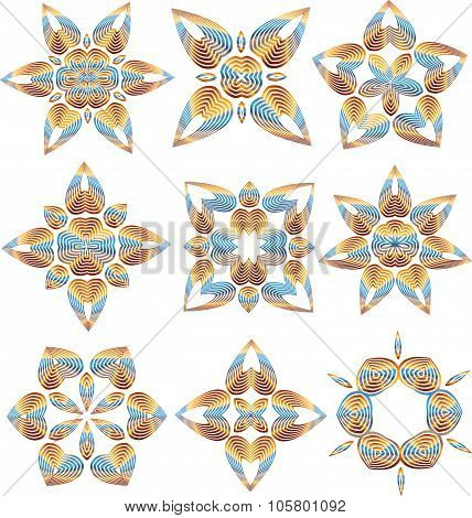 Duocolor abstract flower set
