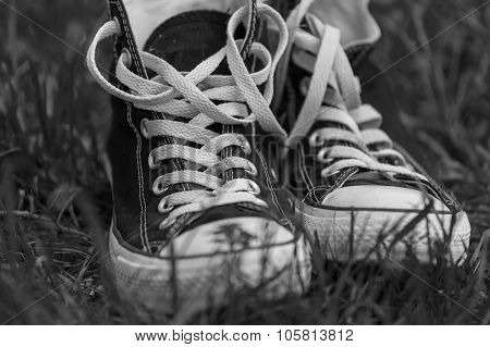Sneakers On Background Floor