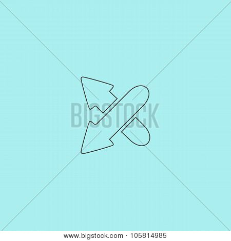 Two arrows. Direction sign. Flat design style