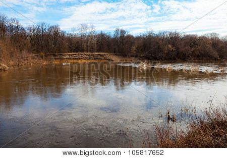 the beautiful lake in the spring in day