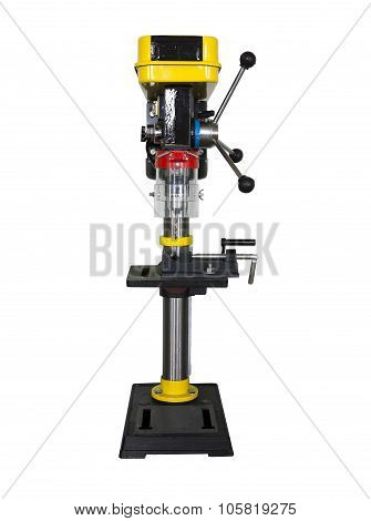 Vertical drilling machine isolated on white background