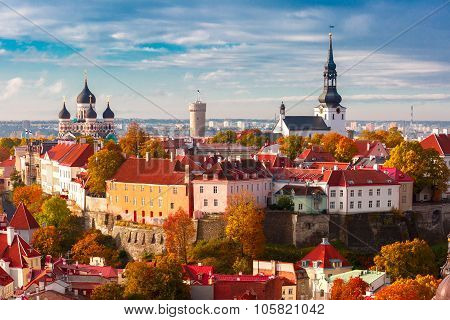 Aerial view old town, Tallinn, Estonia