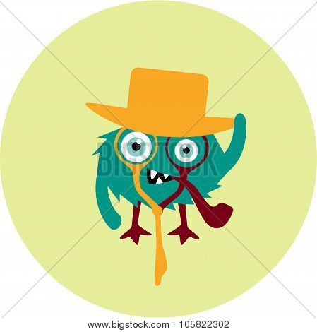 Freaky cute retro hipster alien monster