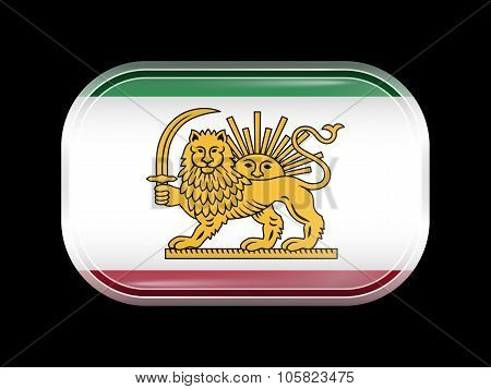 Variant Flag Of Iran With Lion And Sun Emblem. Rectangular Shape With Rounded Corners