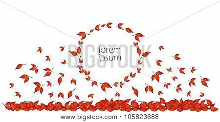 Autumn Leaves In A Circle Falling On Floor.