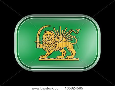Variant Flag Of Iran With Lion And Sun Emblem. Rectangular Shape With Rounded Corners