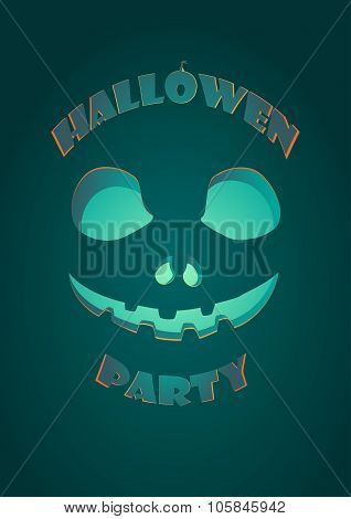 Halloween Party Carved Face On Dark Background