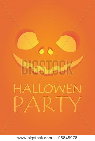 Halloween Party Carved Face Orange Background