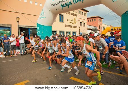 Corralejo - November 03: Runners Start The Race At Forth International Fuerteventura Half-marathon 0