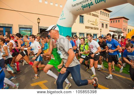 Corralejo - November 03: Runners Start The Race At Forth International Fuerteventura Half-marathon 0