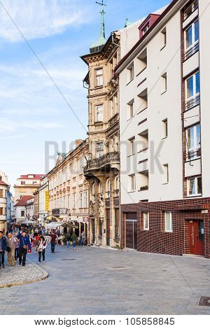 Tourists On Panska Street In Old Town Bratislava