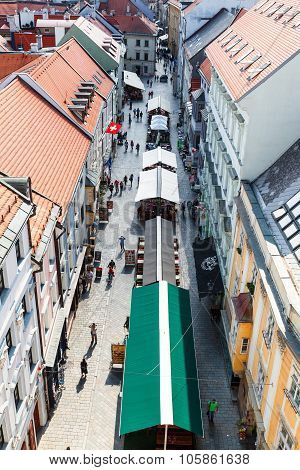 Above View Of Michalska Street In Bratislava